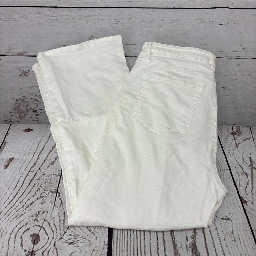 Womens Loft The Kick Crop White High Rise Flare Jeans Size 30 10 Summer